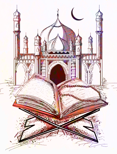Quran with mosque